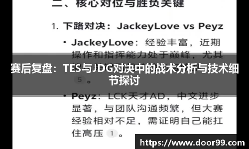 赛后复盘：TES与JDG对决中的战术分析与技术细节探讨