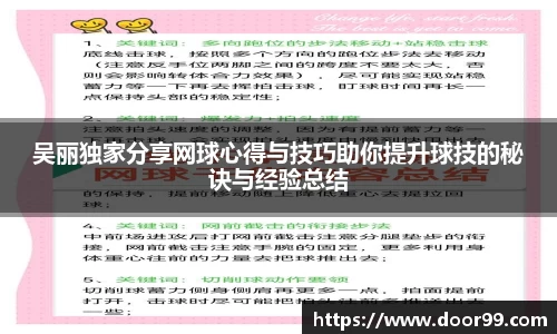 吴丽独家分享网球心得与技巧助你提升球技的秘诀与经验总结